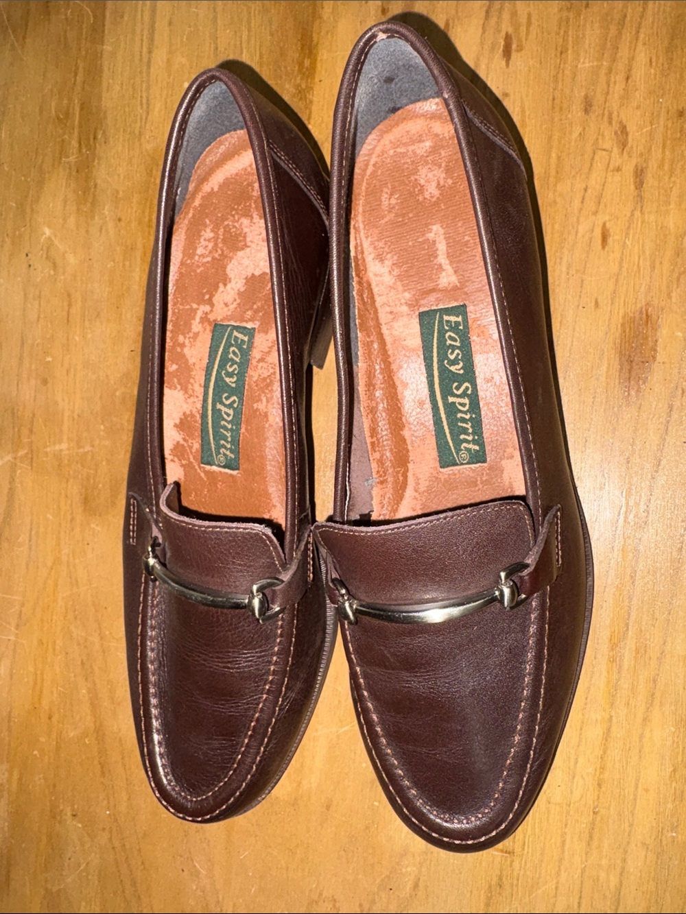 Easy Spirit Brown Leather Bit-Accent Slip-On Loafers